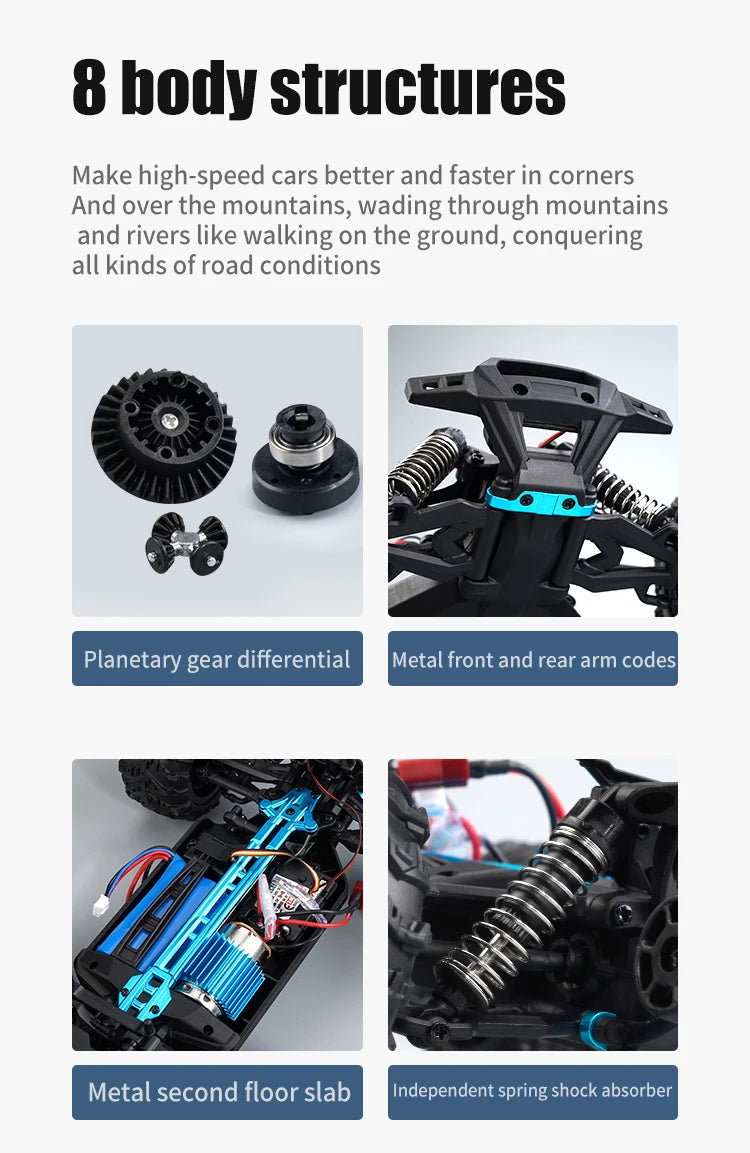116 4WD RC Monster Truck - High Speed Drift Remote Control Car for Kids