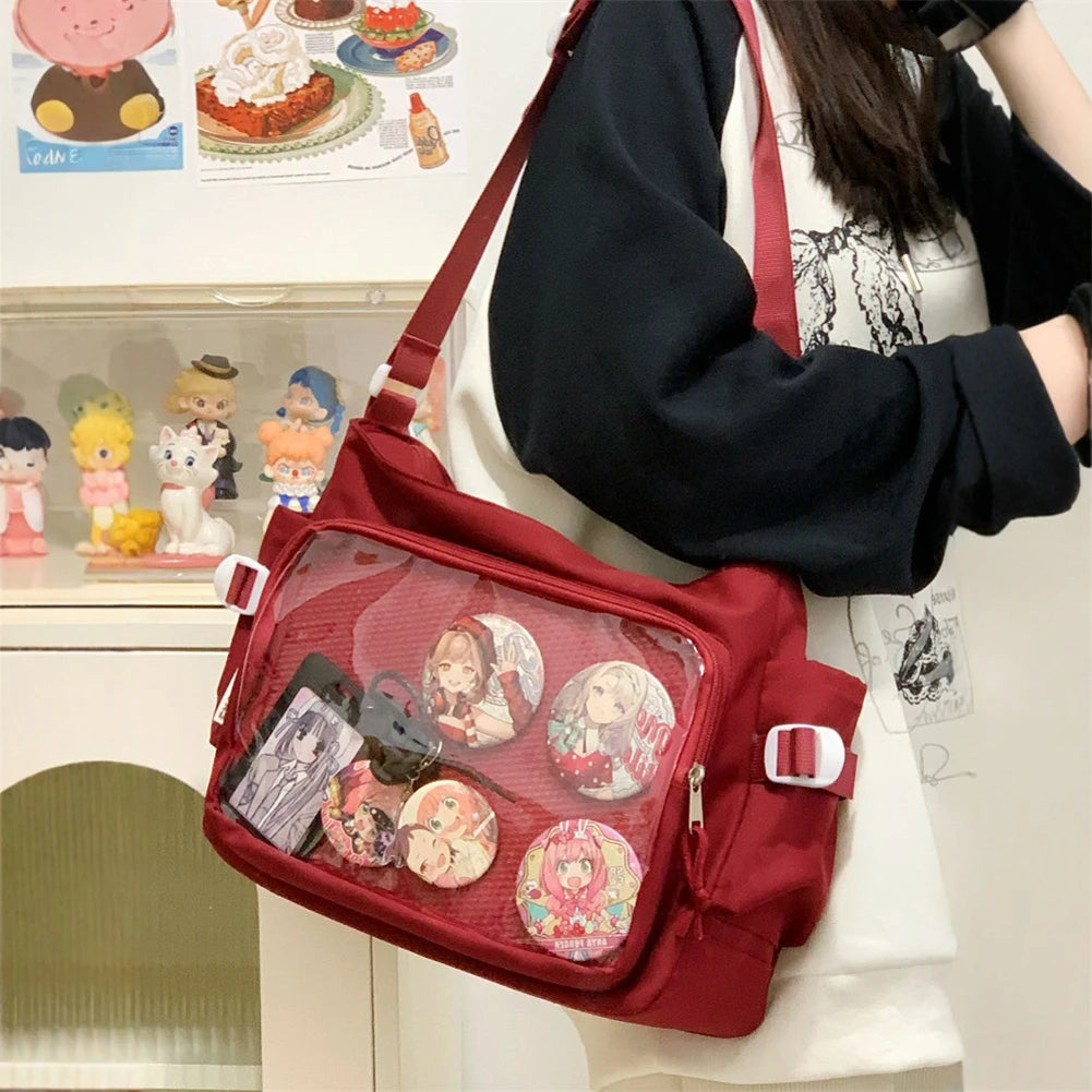 Japanese Ita Bag - Womens Clear Window Shoulder Purse with Multi-Pockets and Adjustable Strap - ZOOMNSTORE