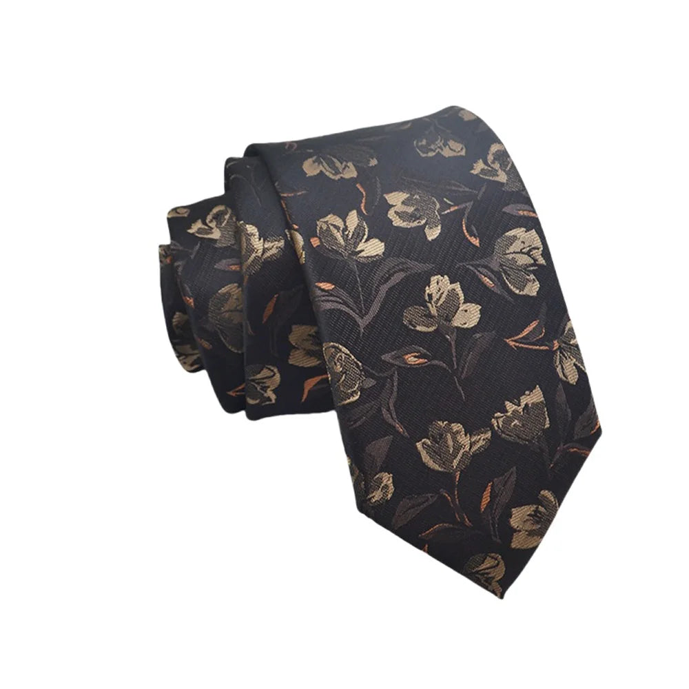 Mens Jacquard Tie - Floral Dot Necktie for Weddings Daily Wear