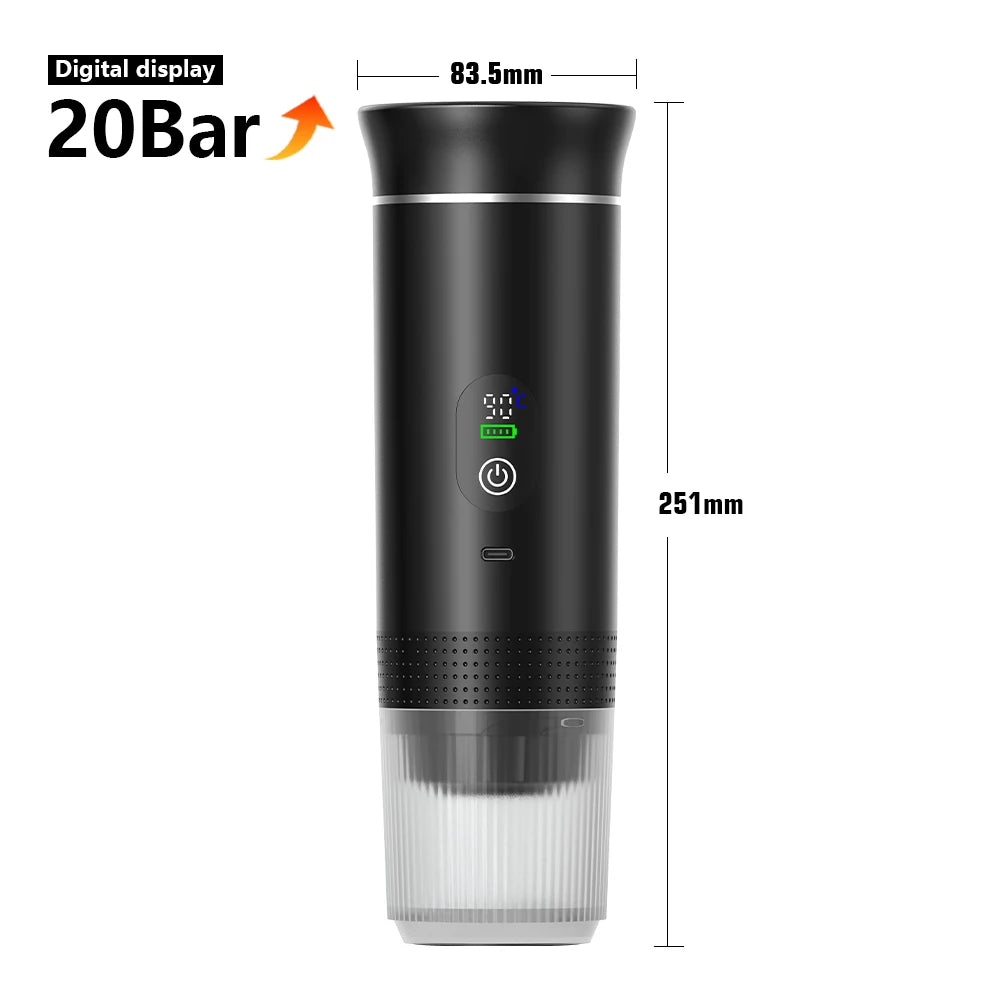Portable Wireless Espresso Coffee Maker - 3-in-1 Travel Machine for Car Camping - ZOOMNSTORE