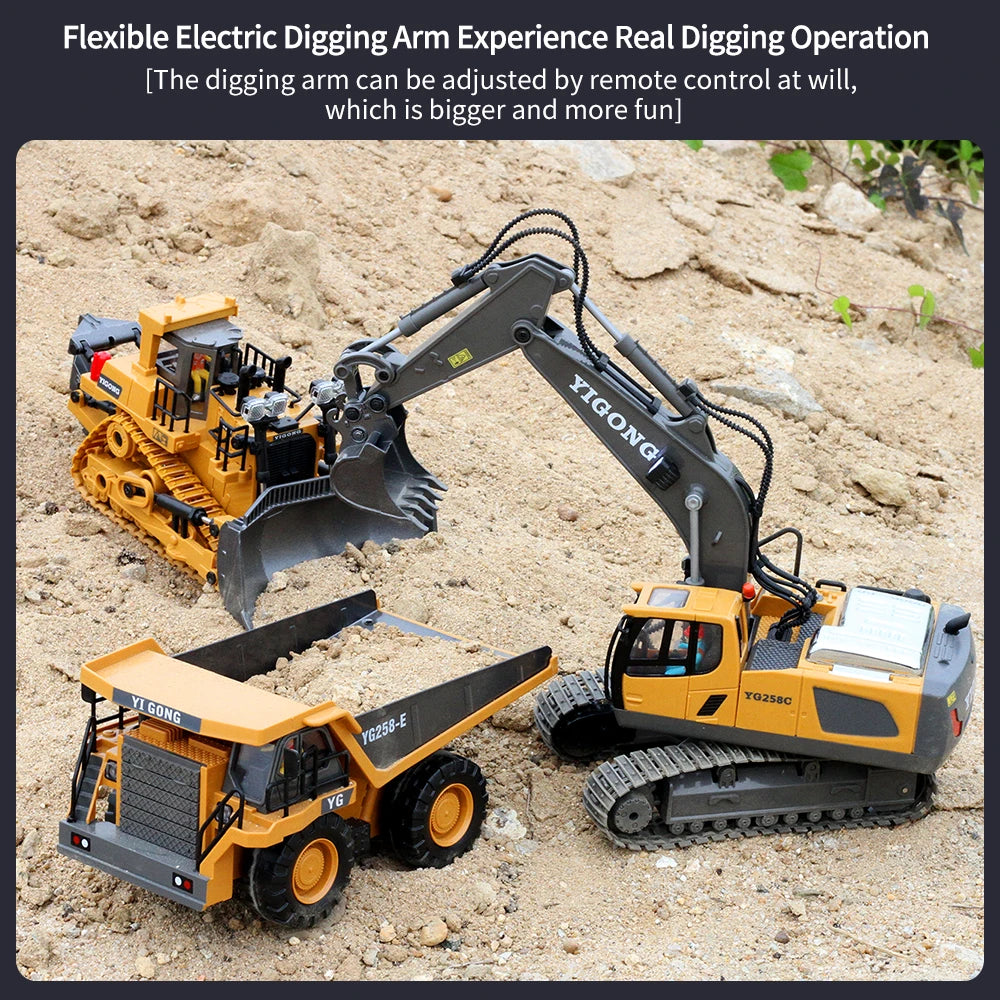 Remote Control Excavator Dump Truck Set - RC Construction Toys for Kids - ZOOMNSTORE