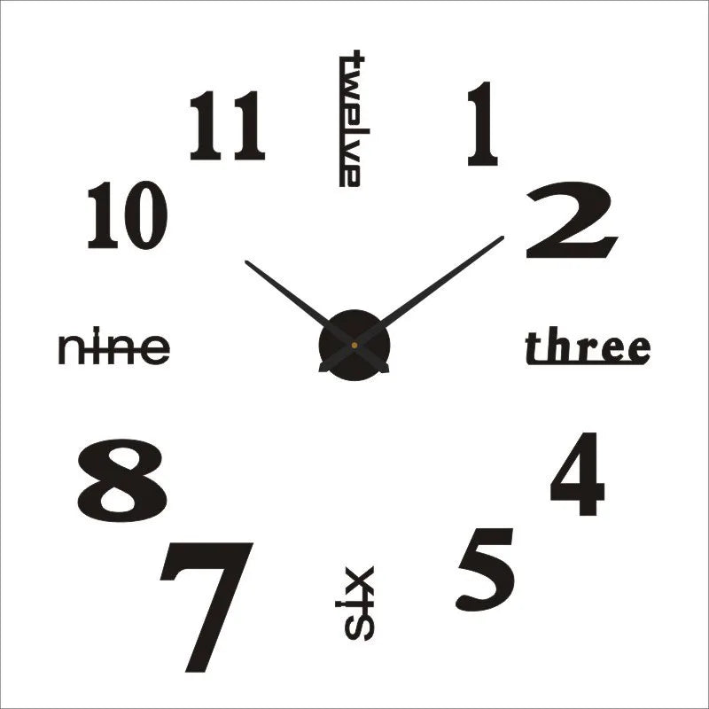 Large 3D Number Wall Clock - DIY Home Decoration for Living Room Bedroom Study Hotel