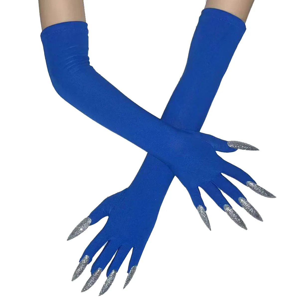 Halloween Ghost Claw Gloves - Cosplay Dress Up with Black Long Nails