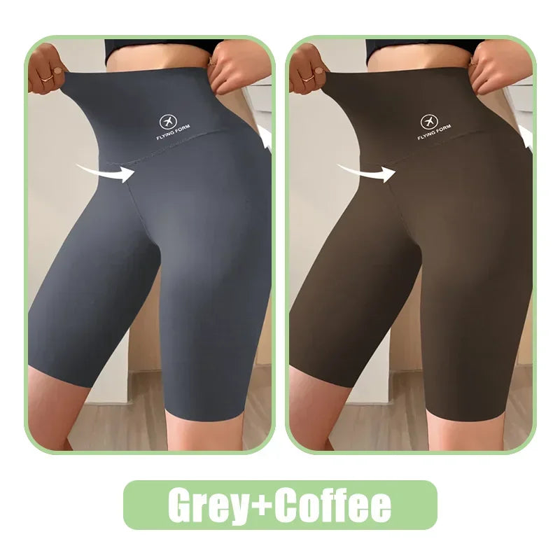 High Waist Womens Sports Shorts - Seamless Fitness Biker Shorts with Scrunch Butt Design