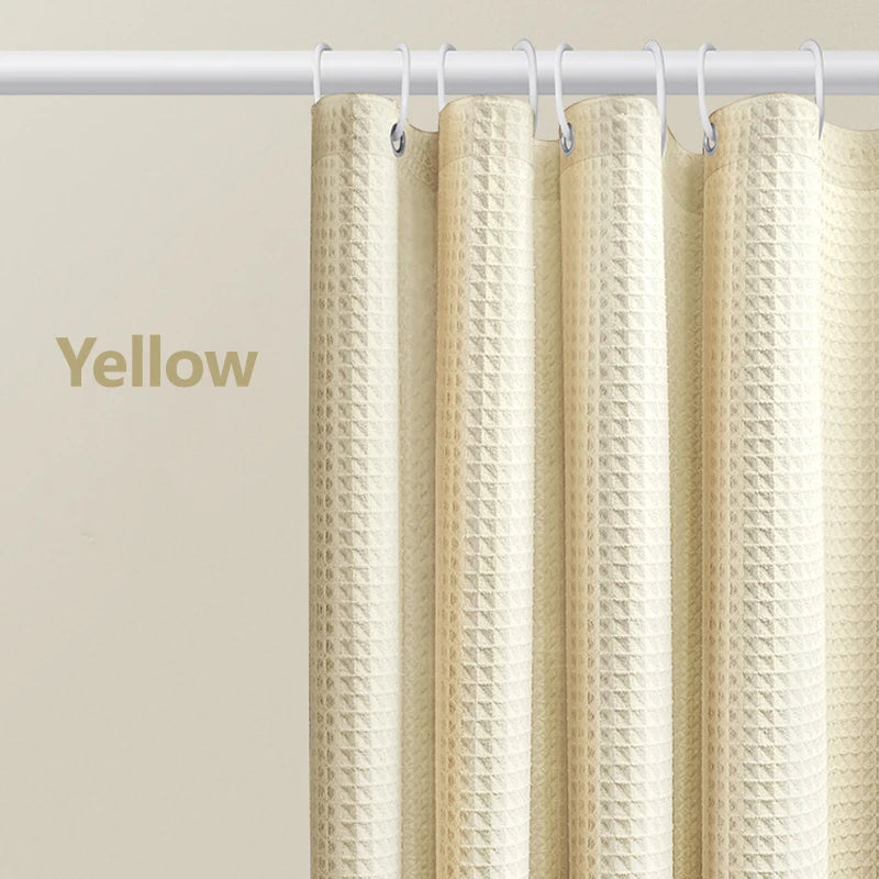Waterproof Thickened Waffle Shower Curtain - Mildew Resistant Solid Color Bathroom Decor - ZOOMNSTORE