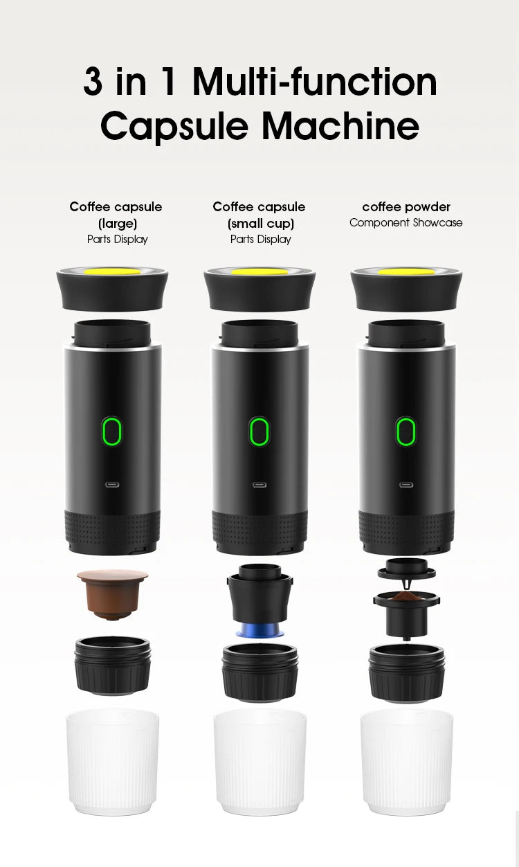 Portable Wireless Espresso Coffee Maker - 3-in-1 Travel Machine for Car Camping - ZOOMNSTORE