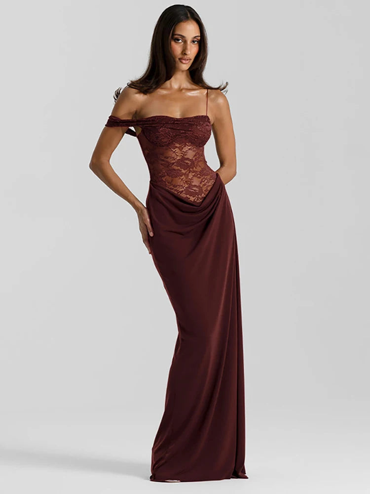 Sexy Maxi Dress – Women's Lace See Through Sleeveless Backless Club Gown