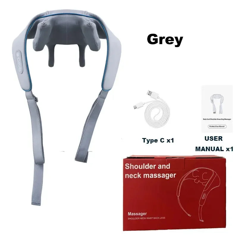 Rechargeable Powerful 5D Shiatsu Back Neck Shoulder Massager Heated Kneading Neck And Shoulder Muscle Relaxing Massage Shawl - ZOOMNSTORE