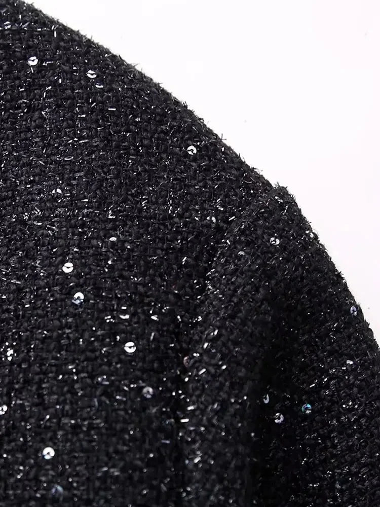 Shiny Sequin Jacket - Y2K Gold Stand Collar Coat for Women - ZOOMNSTORE