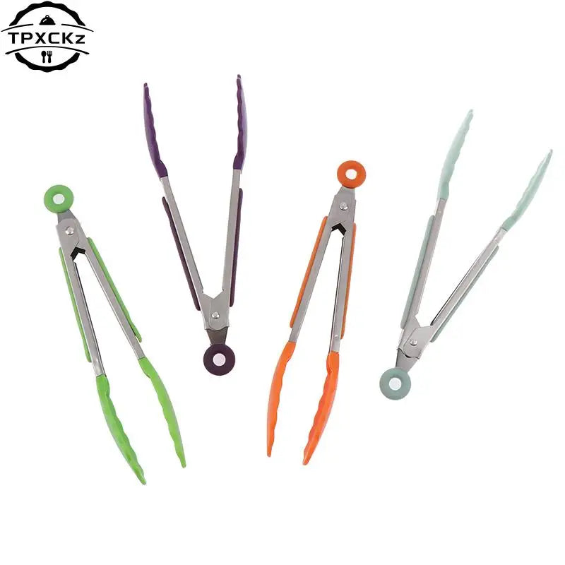 Silicone BBQ Grilling Tongs - Non-Stick Stainless Steel Kitchen Tools - ZOOMNSTORE