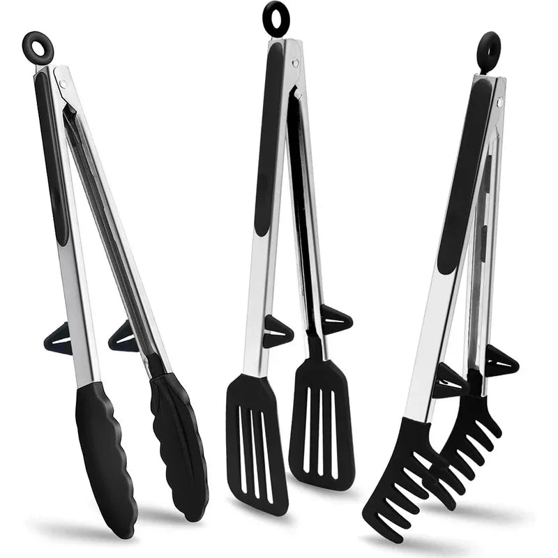 Silicone Kitchen Tongs - Non-Stick BBQ Salad Serving Utensils - ZOOMNSTORE