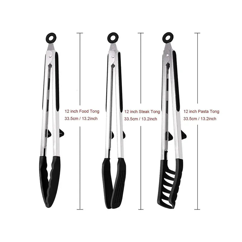 Silicone Kitchen Tongs - Non-Stick BBQ Salad Serving Utensils - ZOOMNSTORE