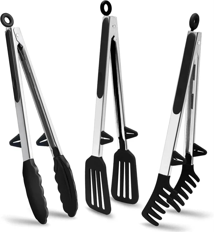 Silicone Kitchen Tongs - Non-Stick BBQ Salad Serving Utensils - ZOOMNSTORE