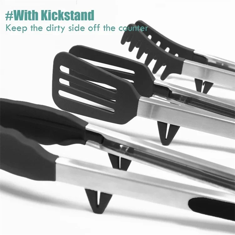 Silicone Kitchen Tongs - Non-Stick BBQ Salad Serving Utensils - ZOOMNSTORE