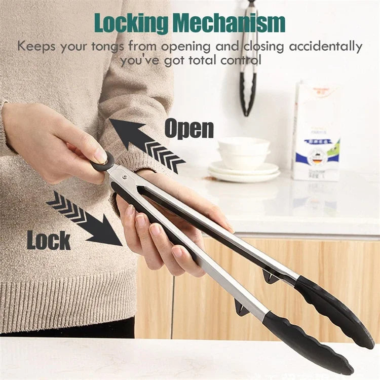 Silicone Kitchen Tongs - Non-Stick BBQ Salad Serving Utensils - ZOOMNSTORE