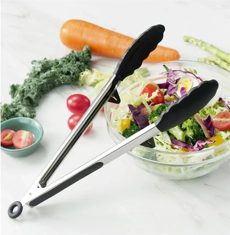 Silicone Kitchen Tongs - Non-Stick BBQ Salad Serving Utensils - ZOOMNSTORE