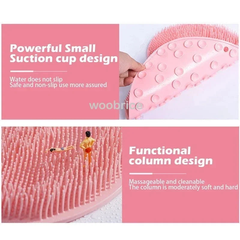 Silicone Rub Back Brush Bathroom Non-slip Wash Foot Pad Massage Shower Mat with Sucker Bath Massage Foot Exfoliating Brush Pad - ZOOMNSTORE