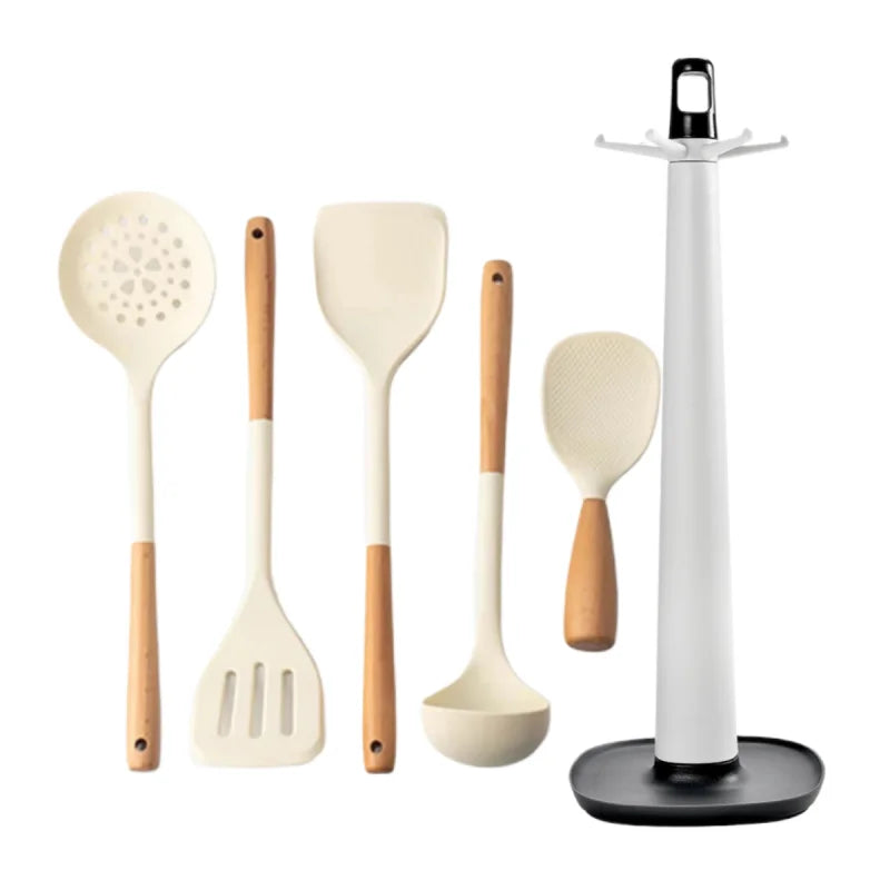 Silicone Spatula with Wooden Handle - Heat-Resistant Non-Stick Kitchen Tool - ZOOMNSTORE