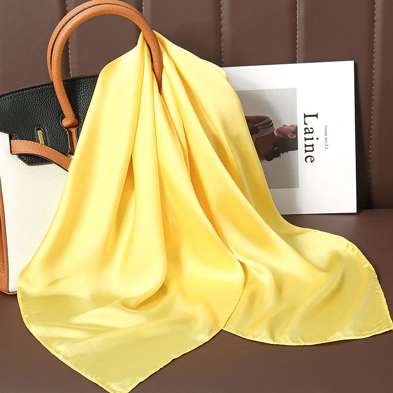 Luxury Silk Square Scarf - 21 Colors 70cm Neck Tie Shawl Womens Hair Bandana Headscarf - ZOOMNSTORE