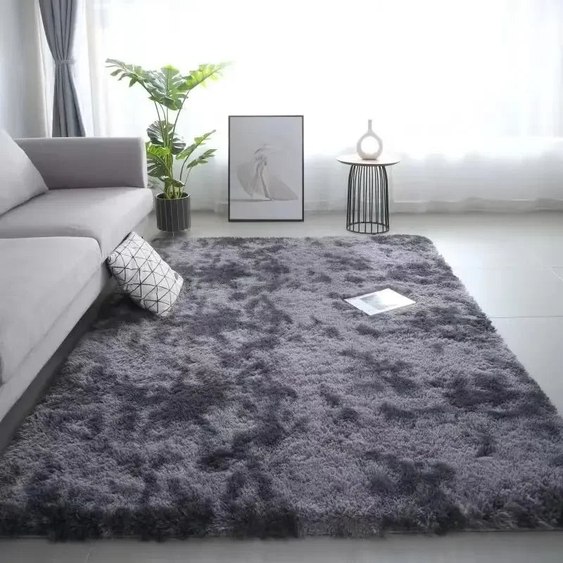 Gradient Silk Wool Non-Slip Bedside Rug - Machine Washable Carpet for Childrens Room Living Room - ZOOMNSTORE