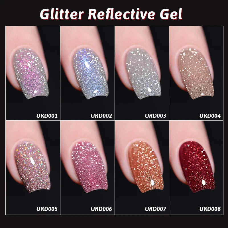 Silver Reflective Nail Gel Polish - 15ml Shining Glitter Soak Off UV Gel for Nail Art - ZOOMNSTORE