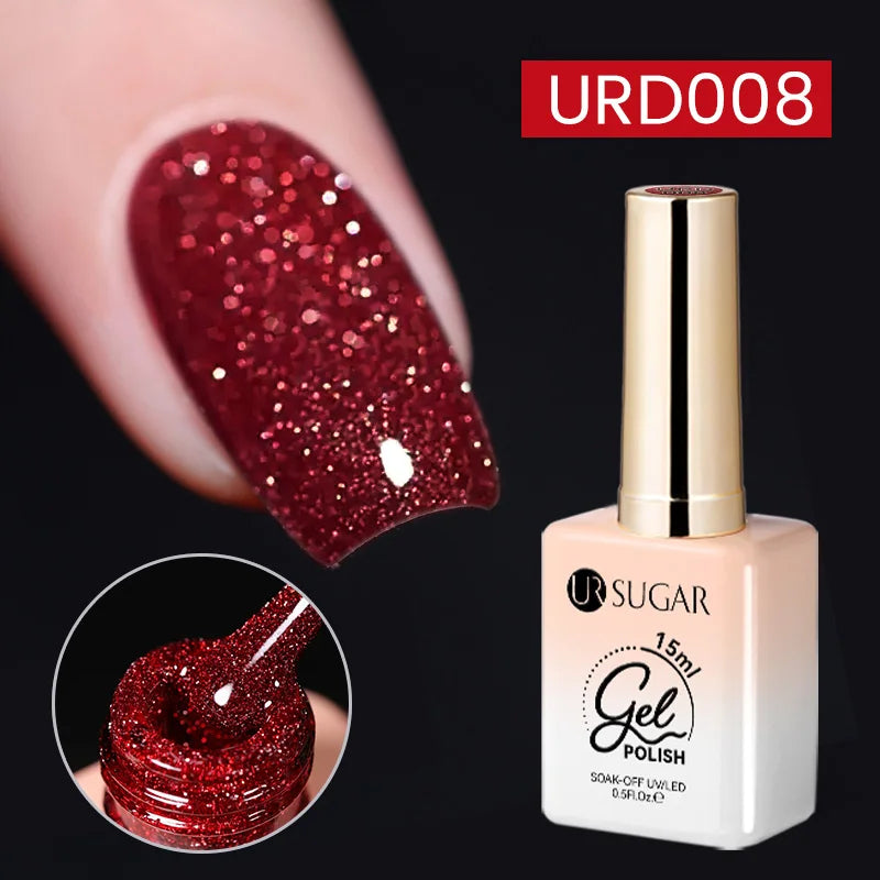 Silver Reflective Nail Gel Polish - 15ml Shining Glitter Soak Off UV Gel for Nail Art - ZOOMNSTORE