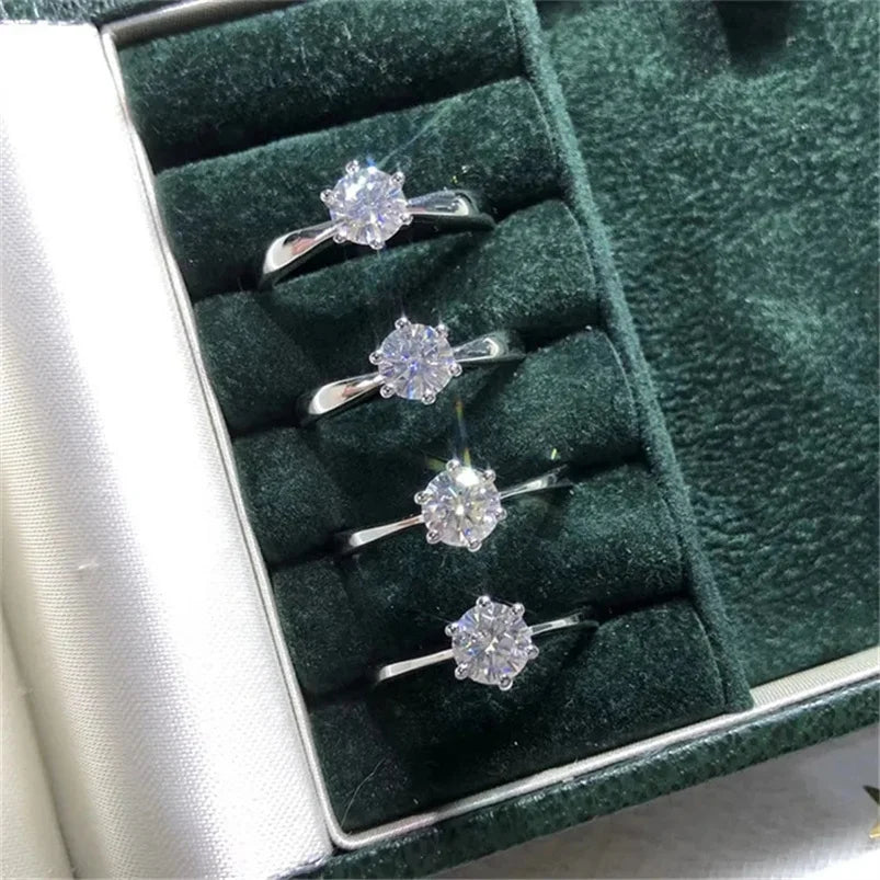 CC Wedding Rings For Women Silver Color 1ct 6 Claws Cubic Zirconia Engagement Propose Fashion Jewelry Accessories CC633 - ZOOMNSTORE