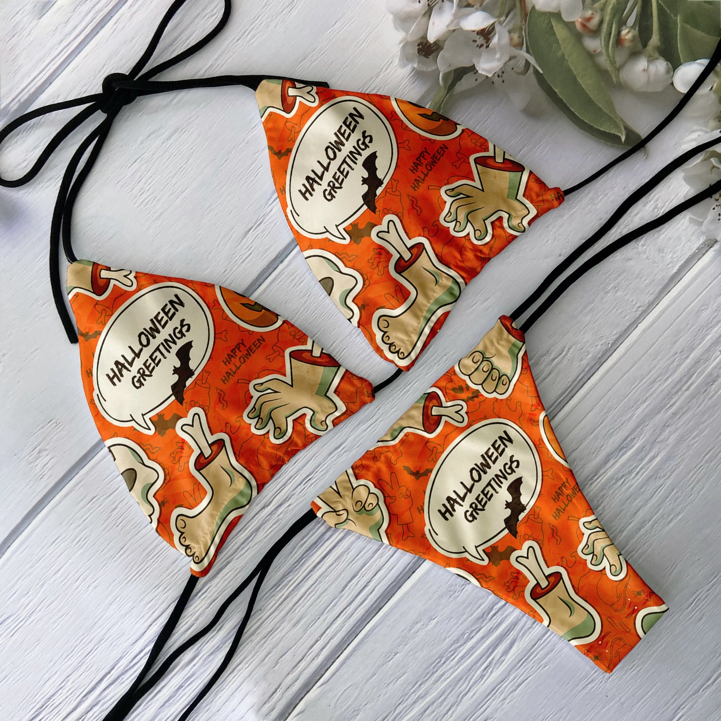 Skull Print Bikini Set - Backless Low Waist Swimsuit for Beach Halloween Cosplay - ZOOMNSTORE