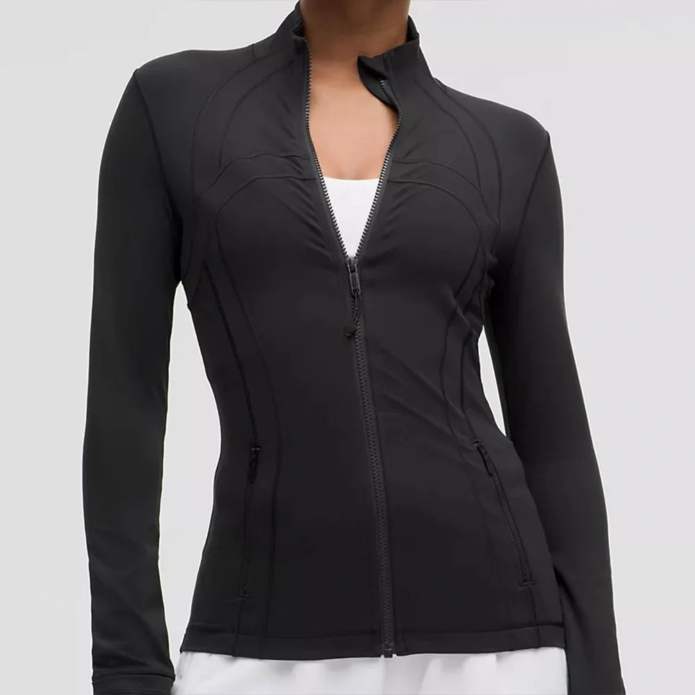 Slim-Fit Zip Jacket - Womens Long Sleeve Training Top for Running Fitness - ZOOMNSTORE