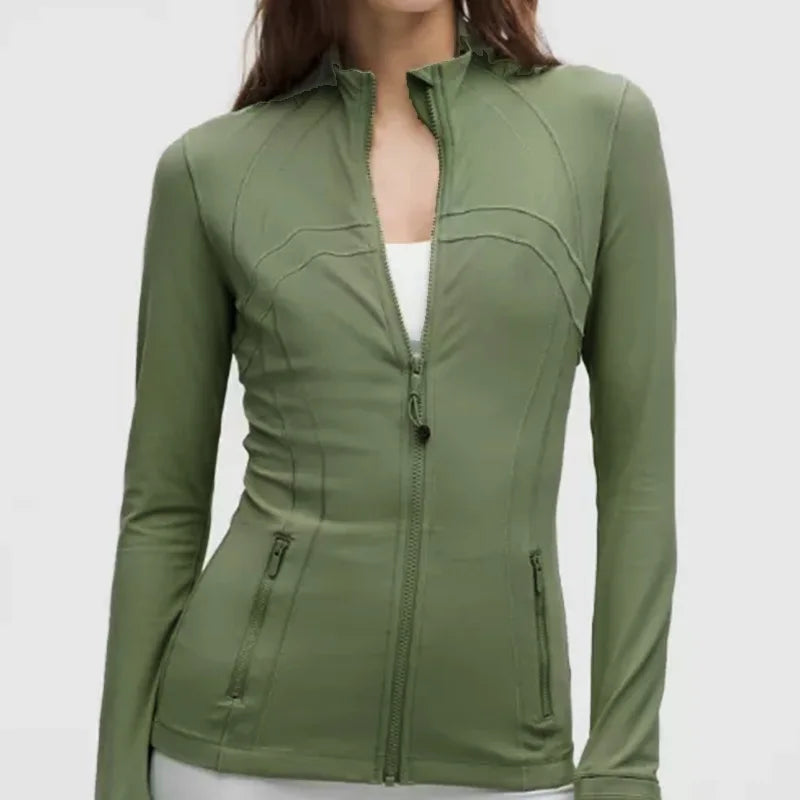 Slim-Fit Zip Jacket - Womens Long Sleeve Training Top for Running Fitness - ZOOMNSTORE
