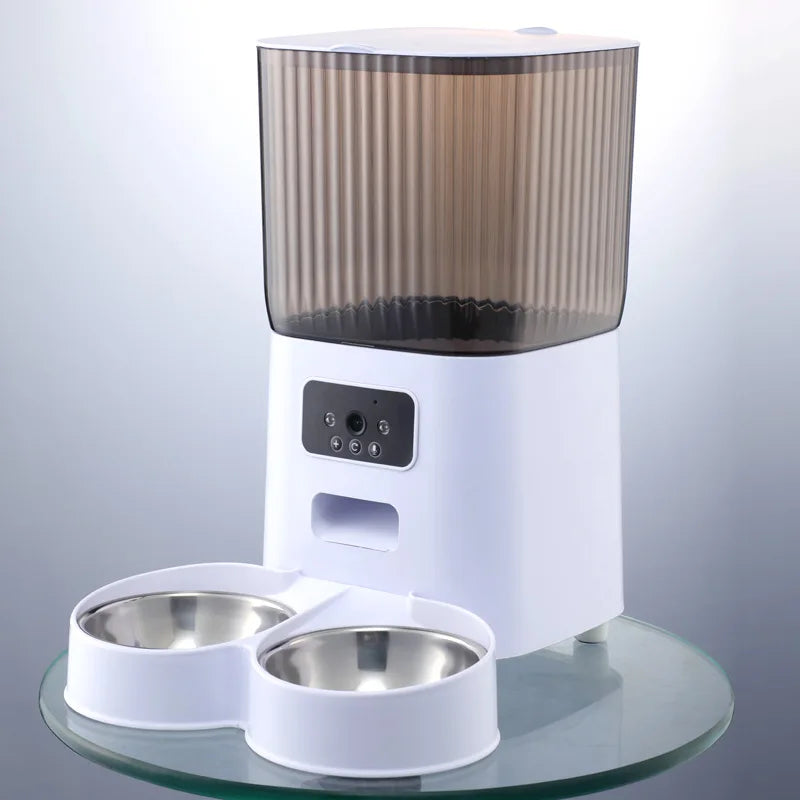 Smart Automatic Cat Feeder with Camera - 5L Double Bowls Pet Food Dispenser - ZOOMNSTORE
