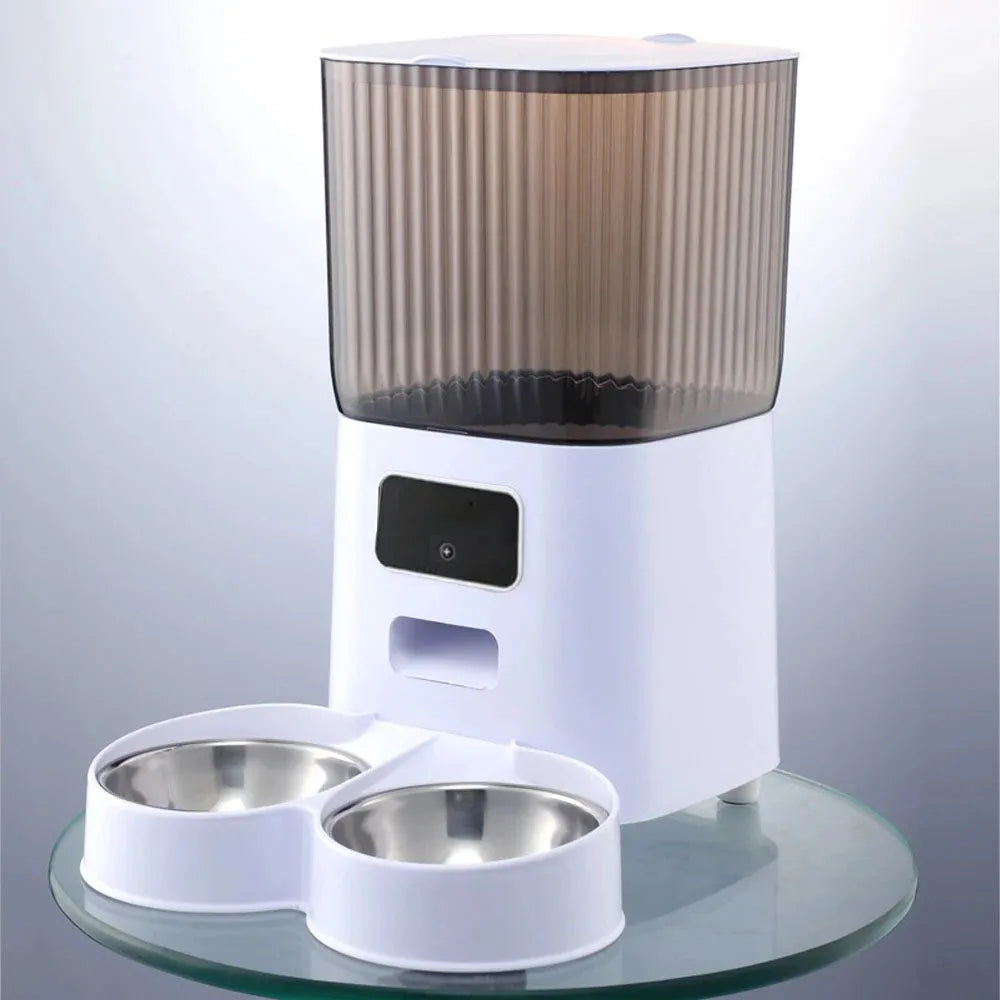 Smart Automatic Cat Feeder with Camera - 5L Double Bowls Pet Food Dispenser - ZOOMNSTORE