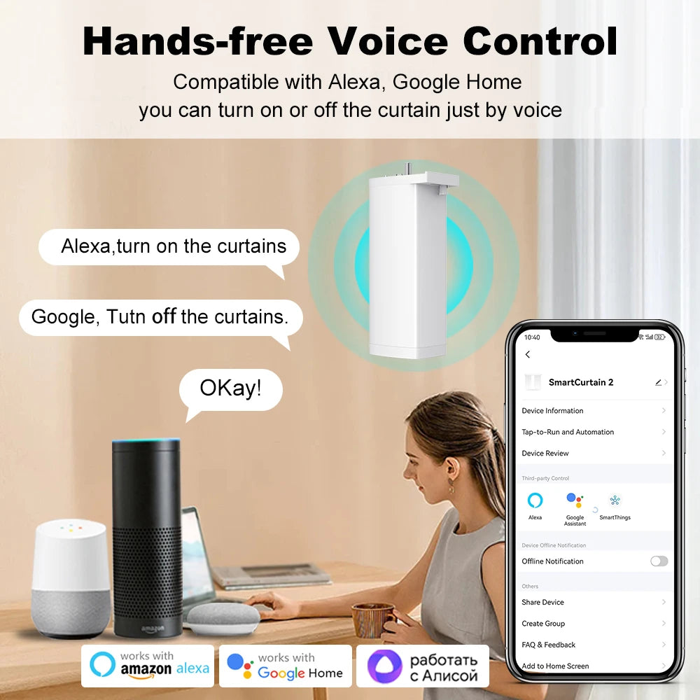 Smart ZigbeeWiFi Electric Curtain Motor - Silent Remote Voice Control with AlexaGoogle Home - ZOOMNSTORE