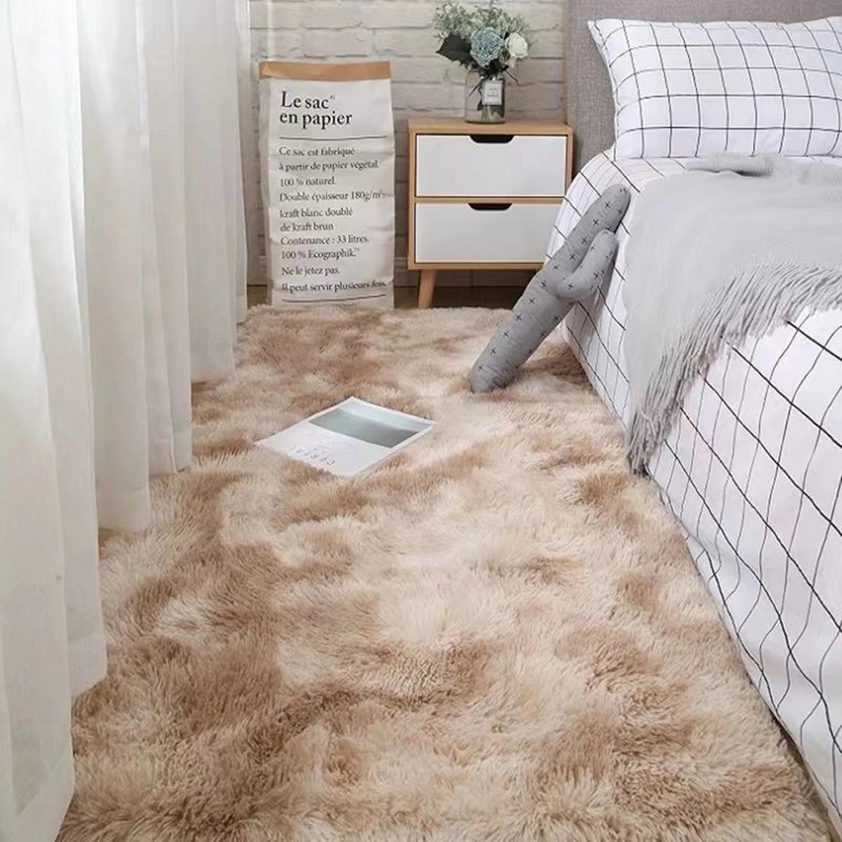 Soft Area Rugs - Fluffy Shaggy Bedroom Carpet | Non-Slip Plush Tie-Dyed Rug - ZOOMNSTORE