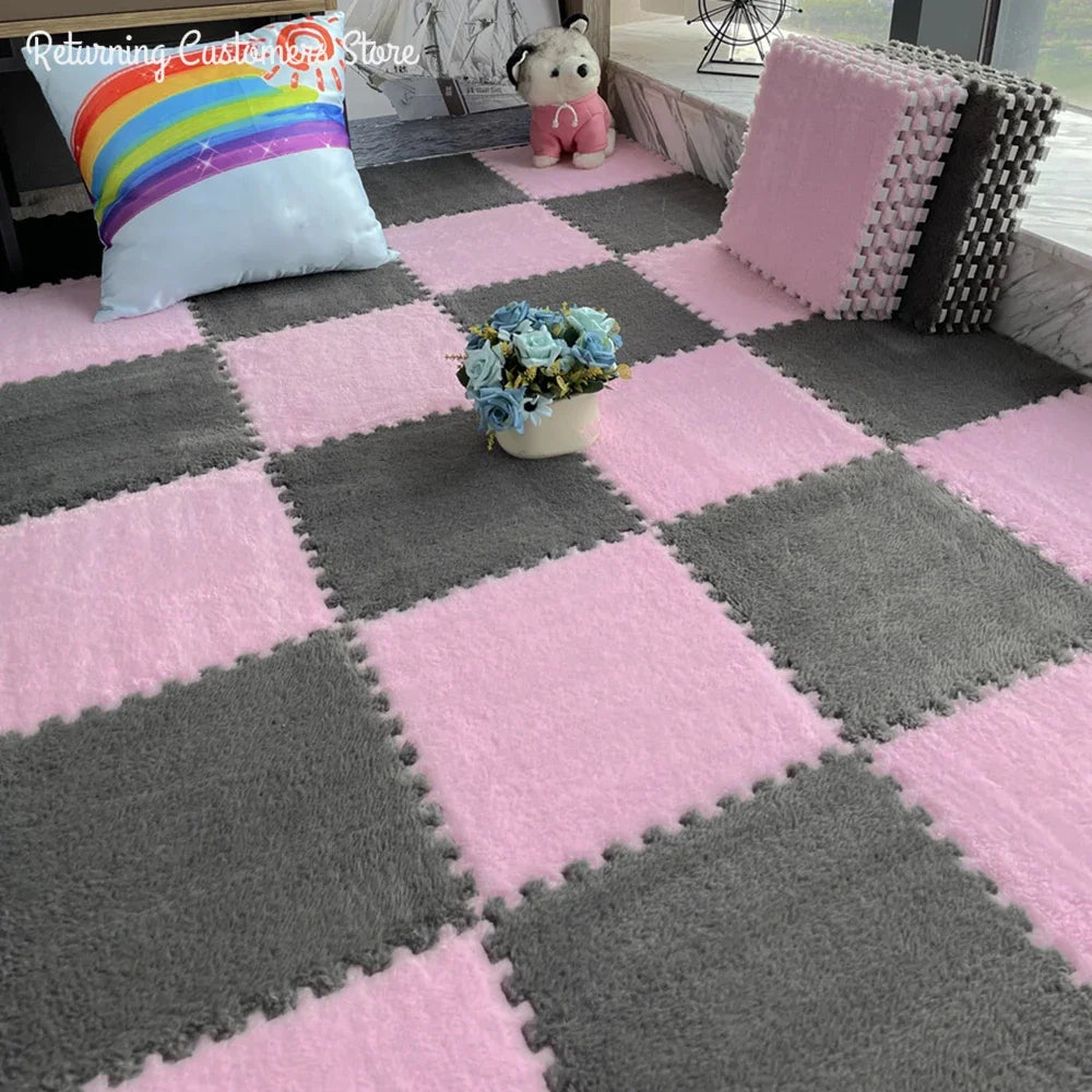 Soft Plush Kids Play Mat - 30x30CM Interlocking Rug Puzzle Carpet - ZOOMNSTORE