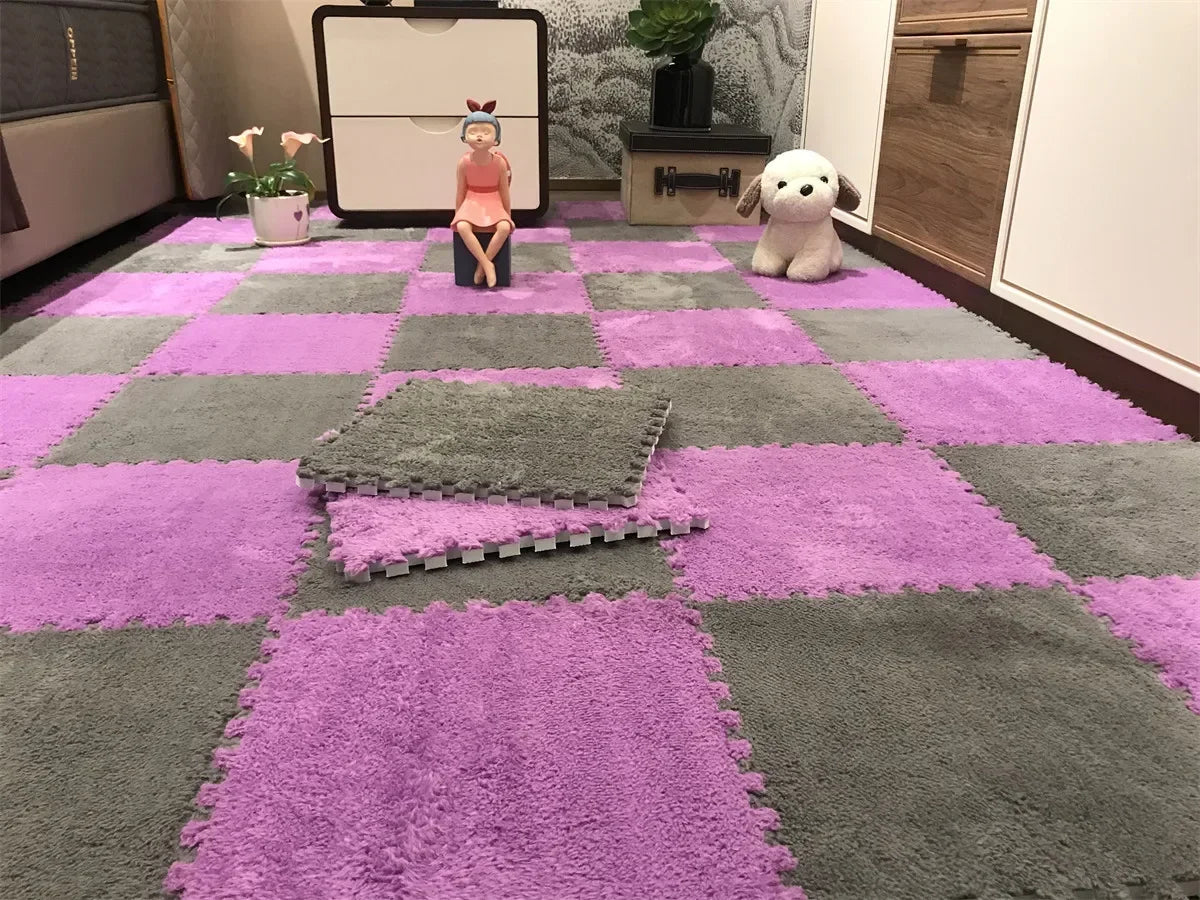 Soft Plush Kids Play Mat - 30x30CM Interlocking Rug Puzzle Carpet - ZOOMNSTORE