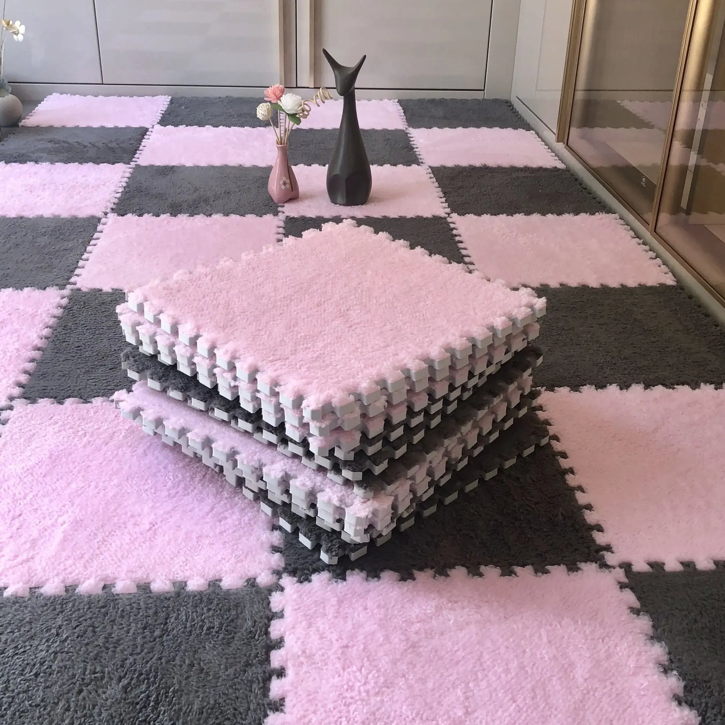 Soft Plush Kids Play Mat - 30x30CM Interlocking Rug Puzzle Carpet - ZOOMNSTORE