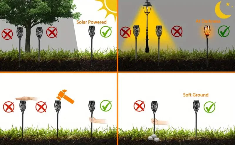 Solar Flame Torch Lights - Waterproof LED Outdoor Landscape Lamps for Garden Halloween Decor - ZOOMNSTORE