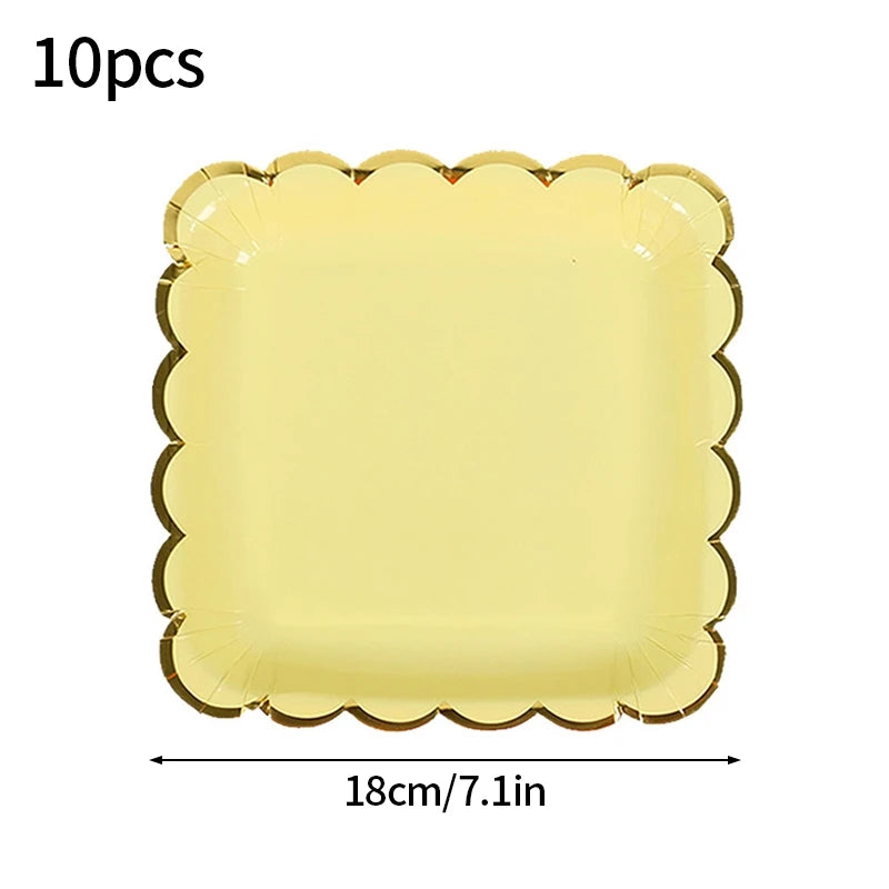 Solid Color Disposable Tableware - Pink Blue Baby Shower Birthday Party Supplies - ZOOMNSTORE
