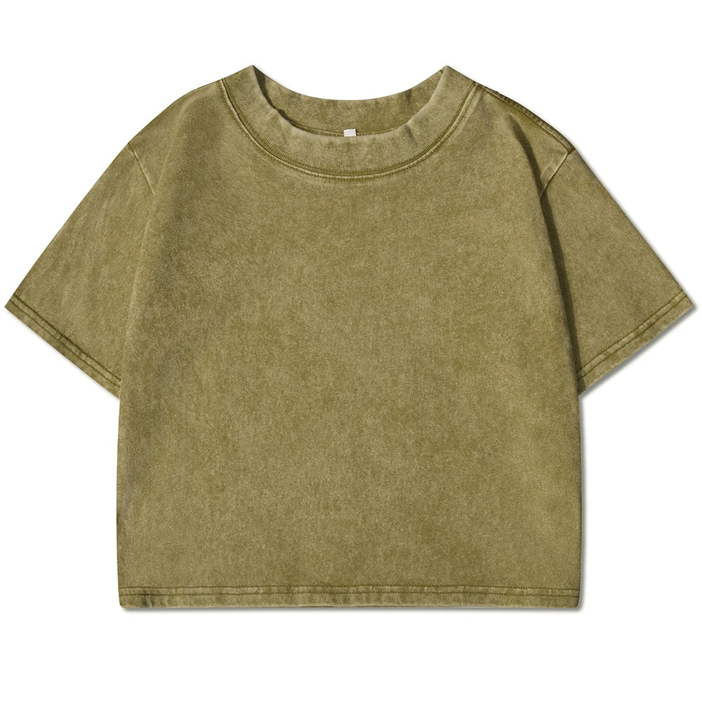 Solid Color Slim Fit Womens Cotton T-Shirt - Casual Short Sleeve Retro Tee - ZOOMNSTORE