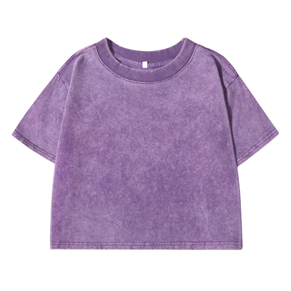 Solid Color Slim Fit Womens Cotton T-Shirt - Casual Short Sleeve Retro Tee - ZOOMNSTORE