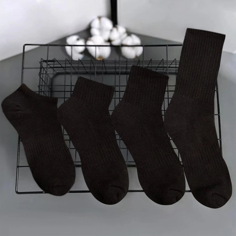 Solid Colour Ankle Socks - Soft Breathable Sports Socks for Men Women Black White 46 Pairs - ZOOMNSTORE