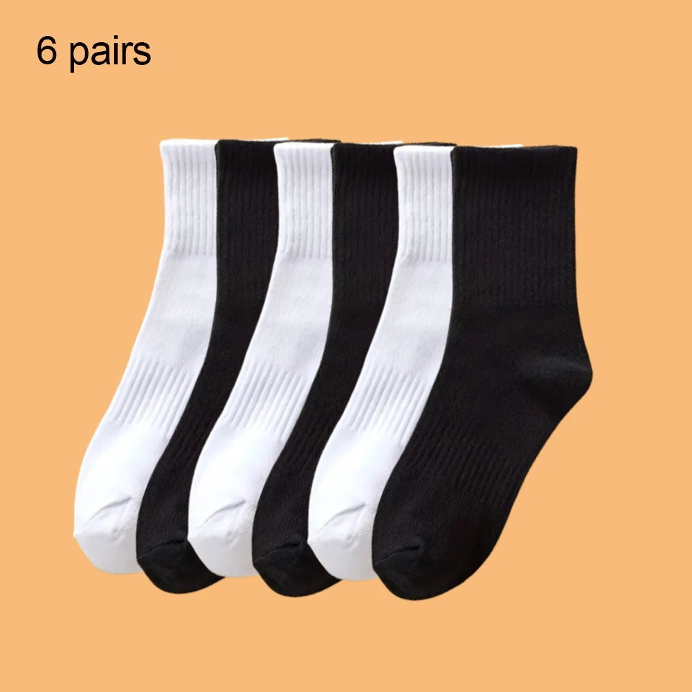 Solid Colour Ankle Socks - Soft Breathable Sports Socks for Men Women Black White 46 Pairs - ZOOMNSTORE