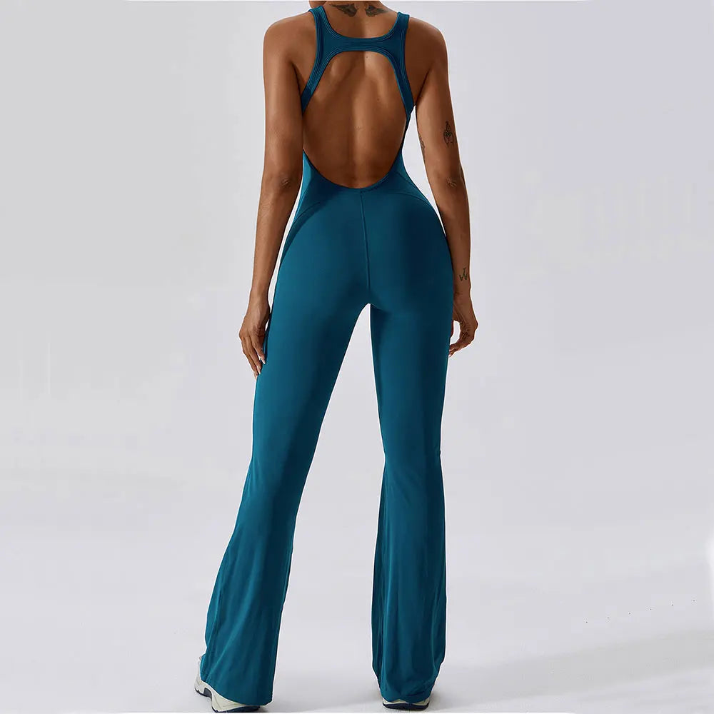 Solid Yoga Jumpsuit - Womens Fitness Bodysuit Buttock Lifting Activewear - ZOOMNSTORE