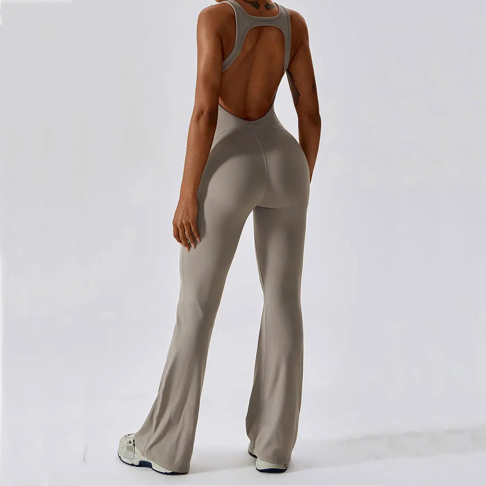 Solid Yoga Jumpsuit - Womens Fitness Bodysuit Buttock Lifting Activewear - ZOOMNSTORE