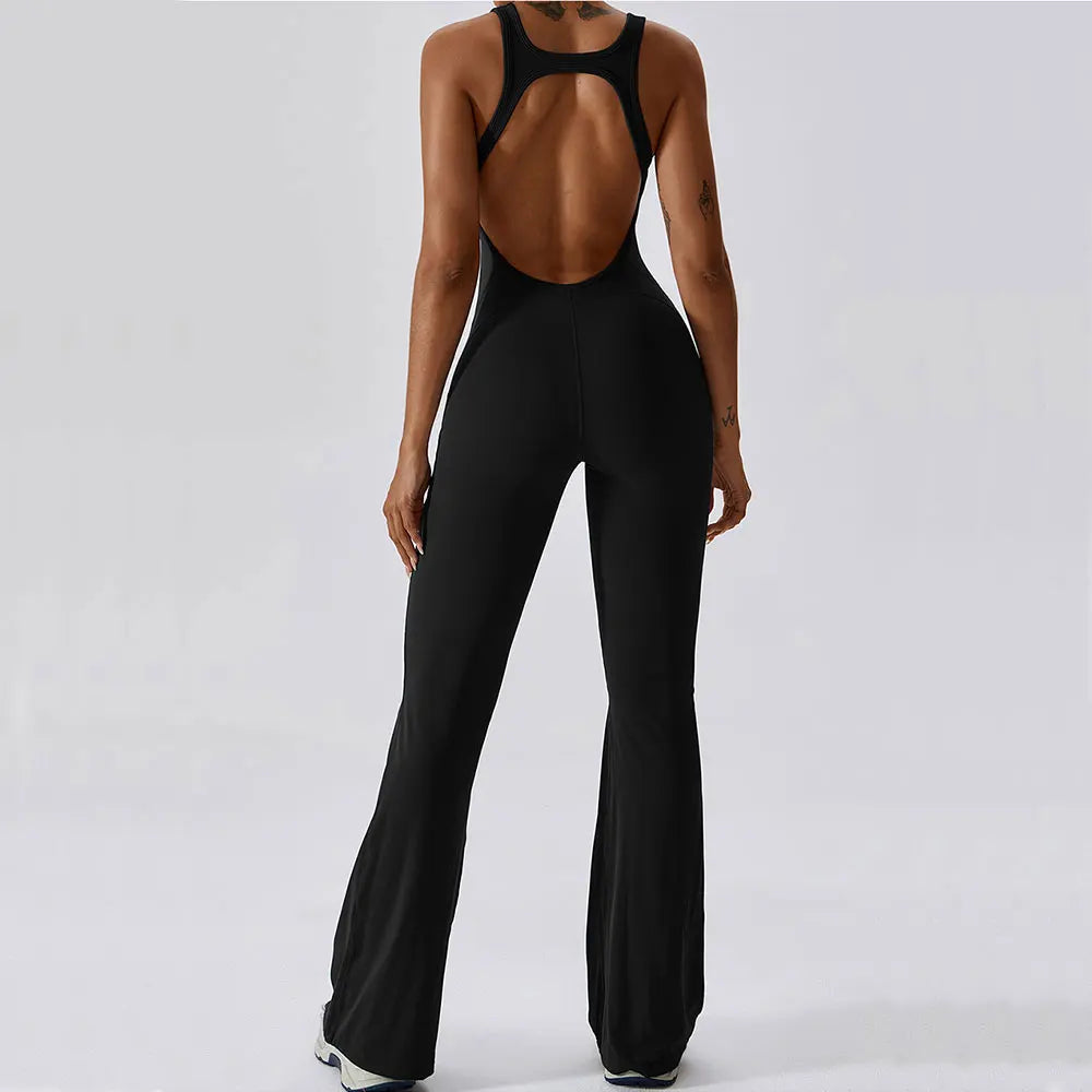 Solid Yoga Jumpsuit - Womens Fitness Bodysuit Buttock Lifting Activewear - ZOOMNSTORE