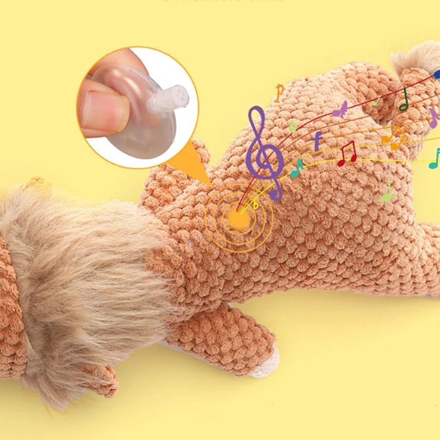 Squeaky Plush Dog Toy - Bite-Resistant Lion Wolf Elephant for Small Medium Dogs - ZOOMNSTORE