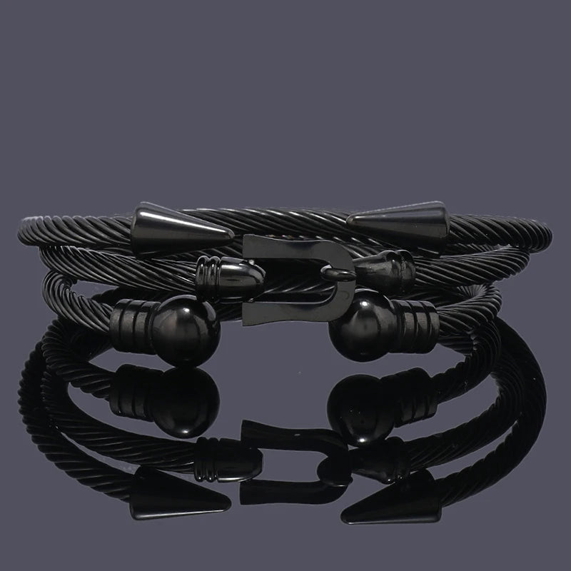 Luxury Stainless Steel Arrow Cuff Bracelet Set - Couples Jewelry Gift - ZOOMNSTORE