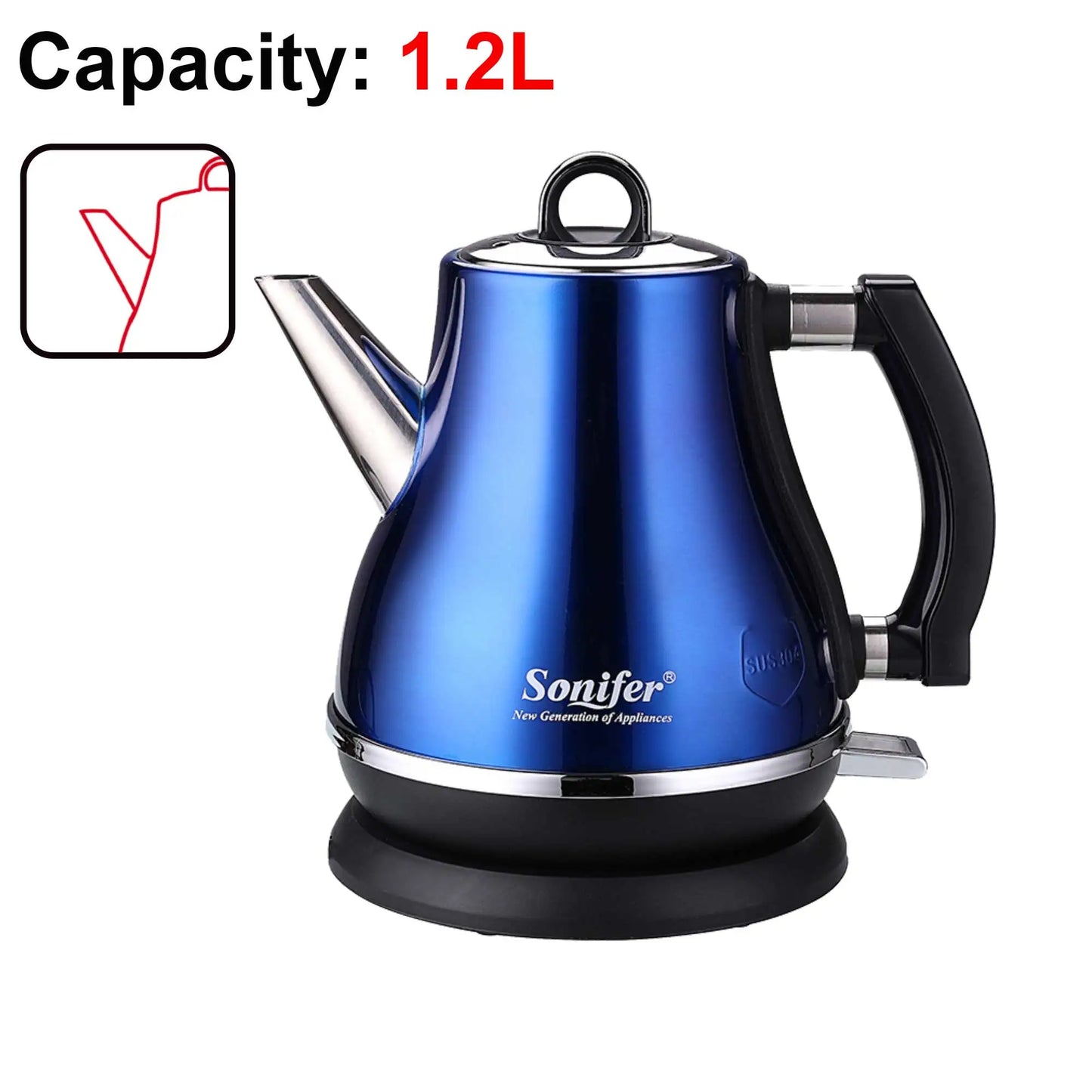 Stainless Steel Electric Kettle 1.2L - 1500W Quick Heating Cordless Tea Pot - ZOOMNSTORE