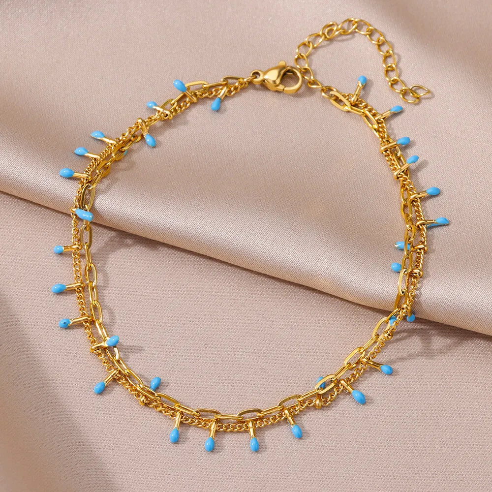 Stainless Steel Imitation Pearl Anklet - Gold Color Beach Accessories for Women - ZOOMNSTORE